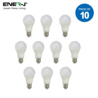 Pack of 10 units, A60 E27 LED Light Bulb, Edison Screw (ES) 10W A60, Equivalent to 100W, 806 Lumens Non-Dimmable - 3000K