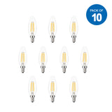 LED Candle Light Bulbs 4W E14 Base, Warm White 2700K (Pack of 10pcs)