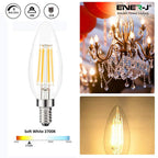 LED Candle Light Bulbs 4W E14 Base, Warm White 2700K (Pack of 10pcs)