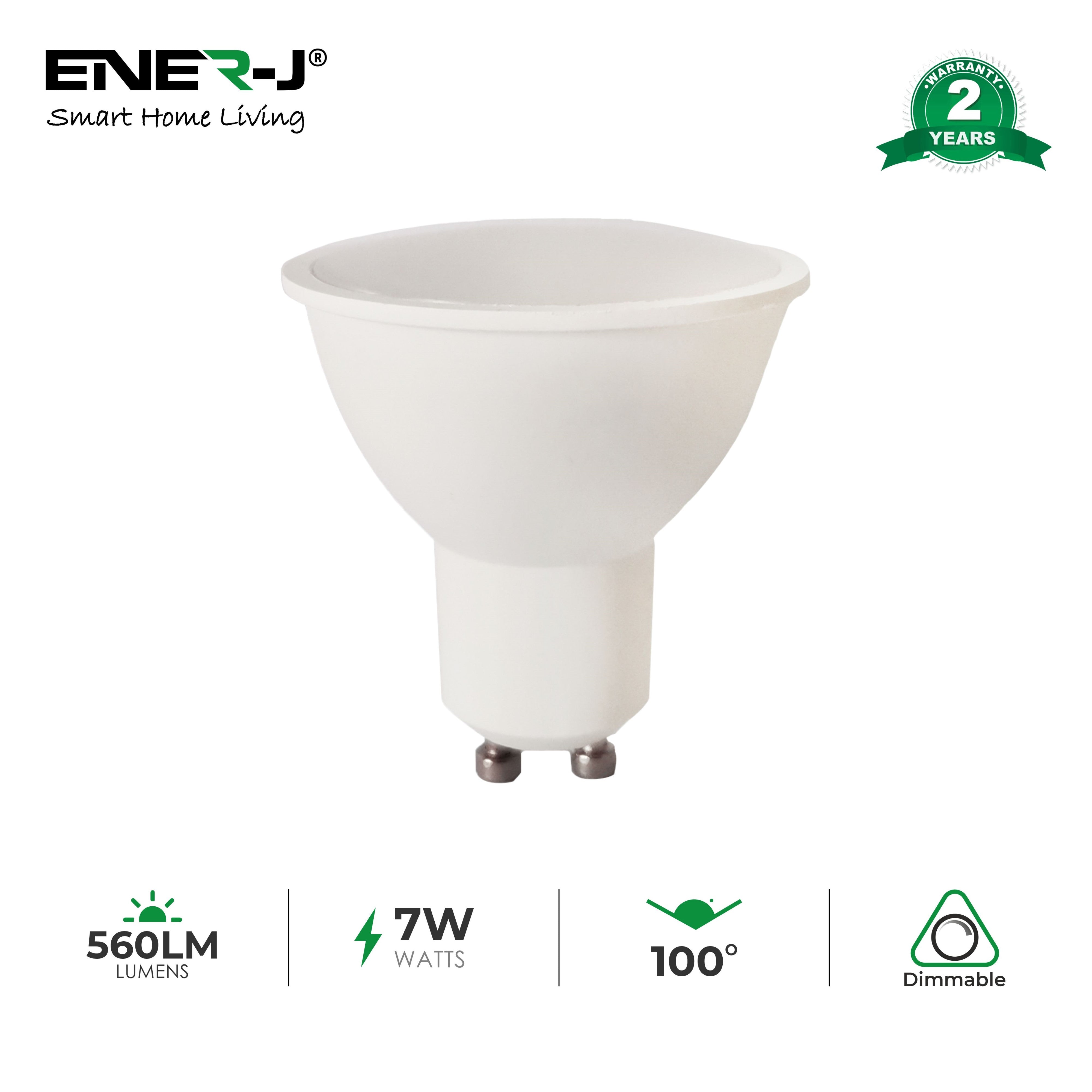 Pack of 10 Units, Dimmable GU10 LED Bulbs, 7W (50/60W Halogen Replacement), 120° Wide Beam, 500LM Recessed Lighting Bulbs