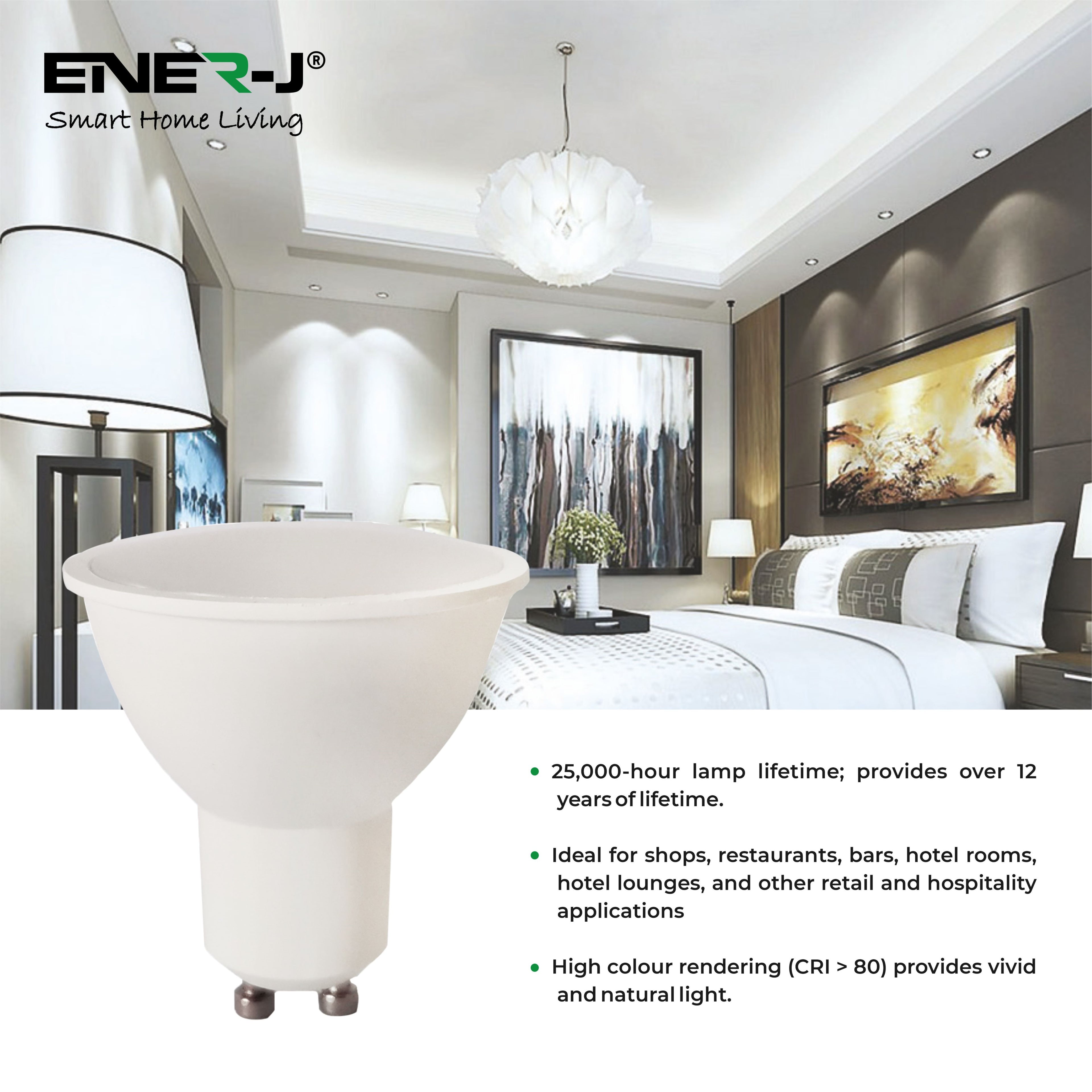 Pack of 10 Units, Dimmable GU10 LED Bulbs, 7W (50/60W Halogen Replacement), 120° Wide Beam, 500LM Recessed Lighting Bulbs - 3000K