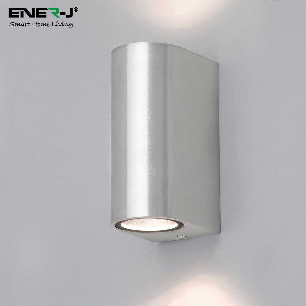 Up-Down Wall Light Silver Housing, Indoor / Outdoor, GU10 Fitting, IP44 Up-Down Outdoor Wall Light (Max 35Wx2)