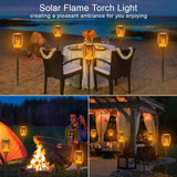 Pack of 2 Solar Powered Adjustable Spike Light with Flame Effect, Dusk to Dawn Auto On/Off, 2700K