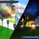 Pack of 2 Solar Garden RGB Flame Lights with Adjustable Spike for Garden, Patio, Pathway, RGB LEDs IP65