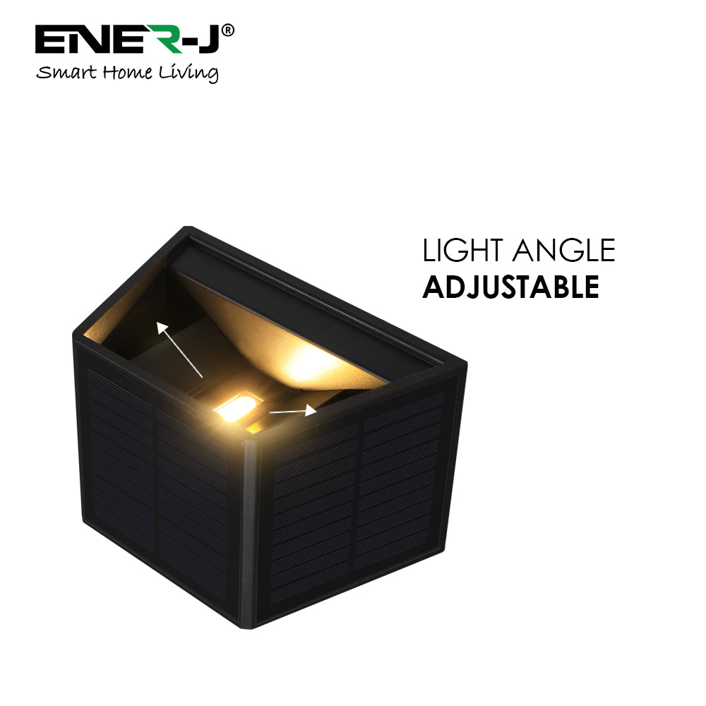 Solar Powered Adjustable Beam Angle Up Down Wall Light, Wireless, No Mains Power Needed, 1300mAh