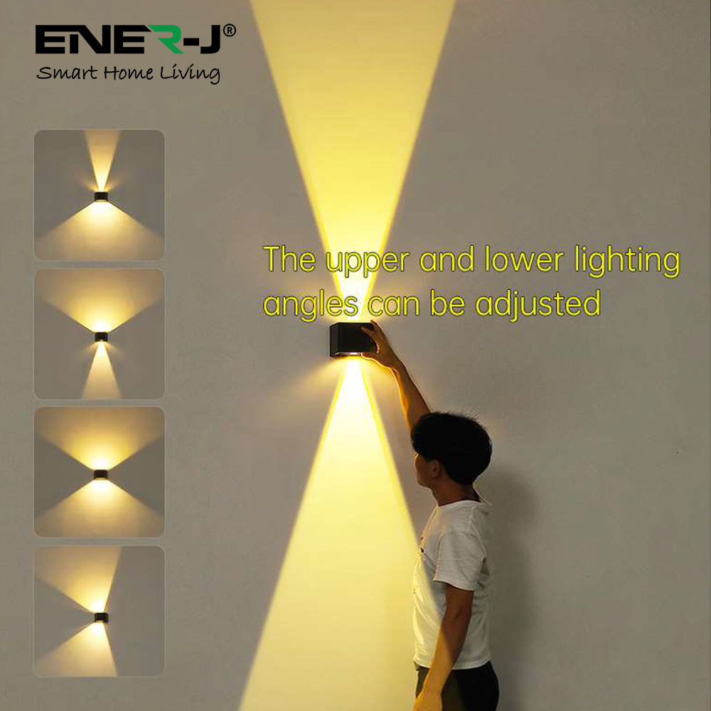 Adjustable Riser Led Wall Solar Powered Adjustable Beam Angle Up Down Wall Light, Wireless, No M