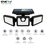 Solar Powered, 3 Heads LED Wall Light with Sensor, 6000K with Remote