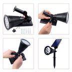 Pack of 4 LED Solar Spotlights, 7W Solar Spike Garden Light,1800 mAh battery, 5.5V 1.5W Solar Panel, IP44, RGB
