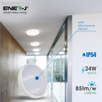 24W LED Bulkhead Ceiling Light with Microwave Sensor IP65 Waterproof 2000 Lumens, Cool White, Round LED Ceiling Light for Bathroom, Kitchen, Hallway