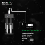 USB Dual Battery Fast Charger for Rechargeable 18650 18650 18490 17500 16340 (Li-ion/IMR/INR/ICR) Batteries, 2-Slot Adjustable Charger