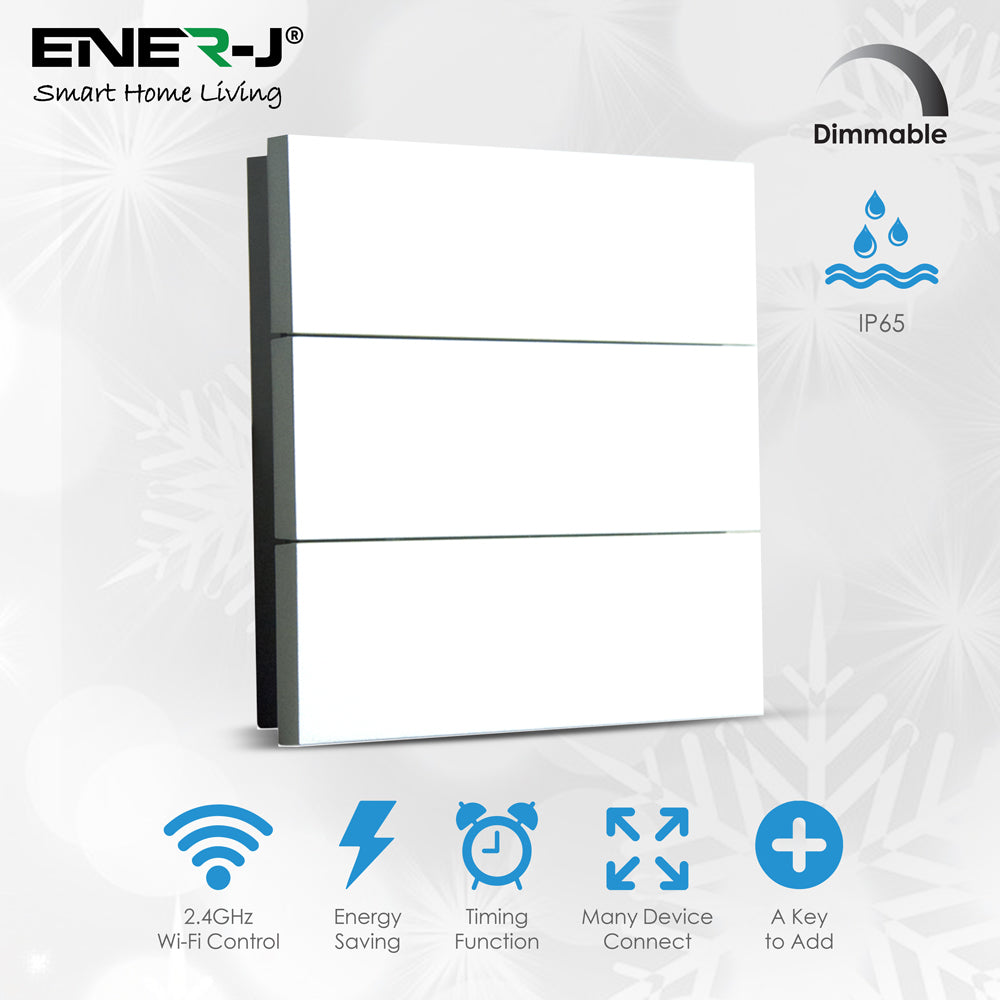 ENER-J 6 Gang Wireless Kinetic Switch, On/Off Wall Switch + 6 Circuit RF WIFI Receiver Max Load 16Ax2 + 10Ax4, 6 Circuits
