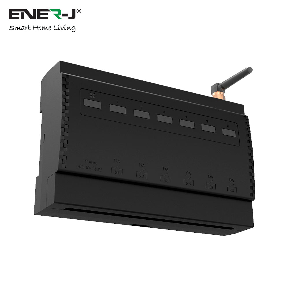 ENER-J 6 Gang Wireless Kinetic Switch, On/Off Wall Switch + 6 Circuit RF WIFI Receiver Max Load 16Ax2 + 10Ax4, 6 Circuits
