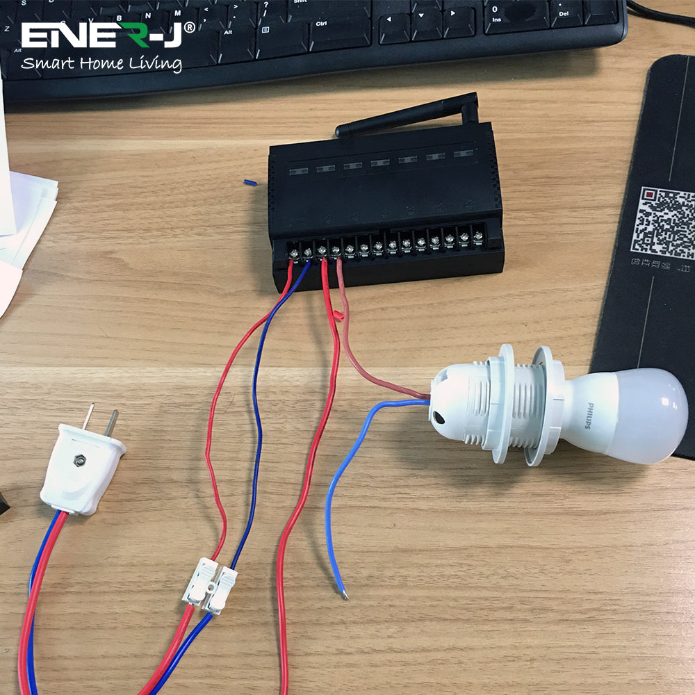 ENER-J 6 Gang Wireless Kinetic Switch, On/Off Wall Switch + 6 Circuit RF WIFI Receiver Max Load 16Ax2 + 10Ax4, 6 Circuits