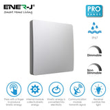 Wireless Kinetic 1 Gang Switch (Silver Finish), PRO SERIES, Installation-Easy, Battery-Free Wall On/Off Switch Outdoor Waterproof IP67 Wireless Kinetic Switch Receiver for Lamp Electric Appliance