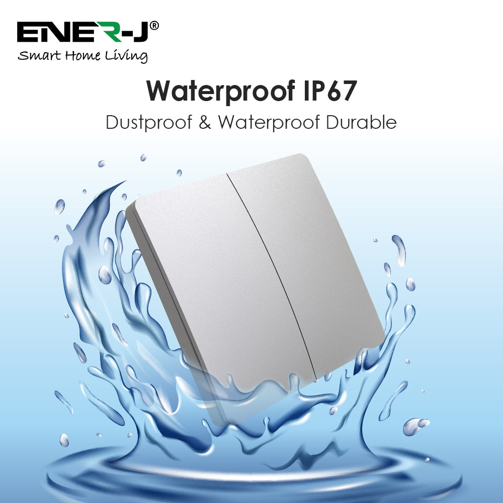 2 Gang Wireless Kinetic Switch Silver Body, IP55 - PRO Series