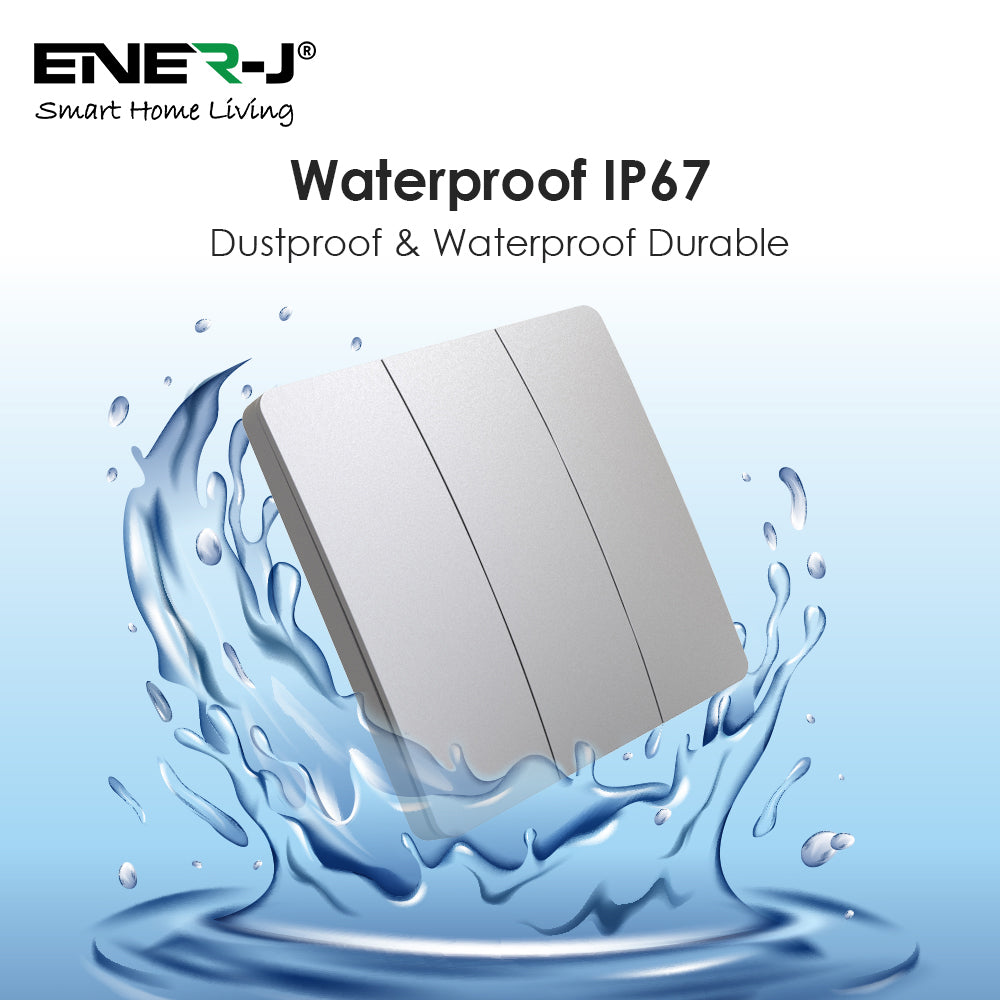 3 Gang Wireless Kinetic Switch Silver Body, IP55 - PRO Series