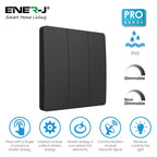 3 Gang Wireless Kinetic Switch Black Body, IP55 - PRO Series