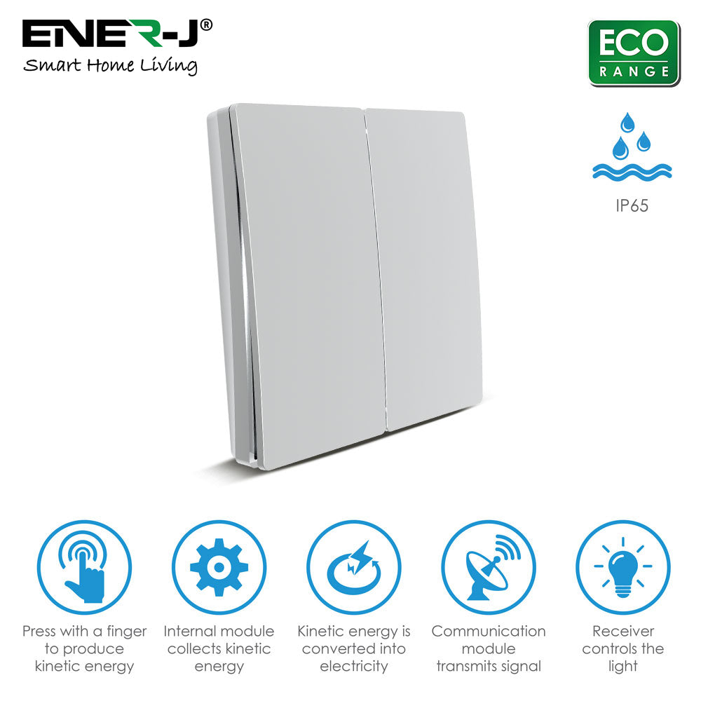 ENER-J Wireless Kinetic 1 Gang Switch Eco Series (Silver body)