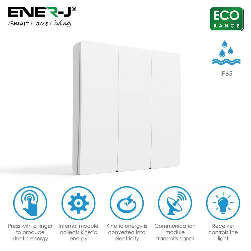 3 Gang Wireless Kinetic Switch Eco Range - ENER-J Smart Home