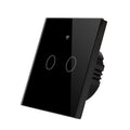 ENER-J No Neutral Wire Smart Switch – 2 Gang WiFi Switch, Alexa Compatible, Black UK Glass Panel