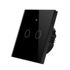 ENER-J No Neutral Wire Smart Switch – 2 Gang WiFi Switch, Alexa Compatible, Black UK Glass Panel