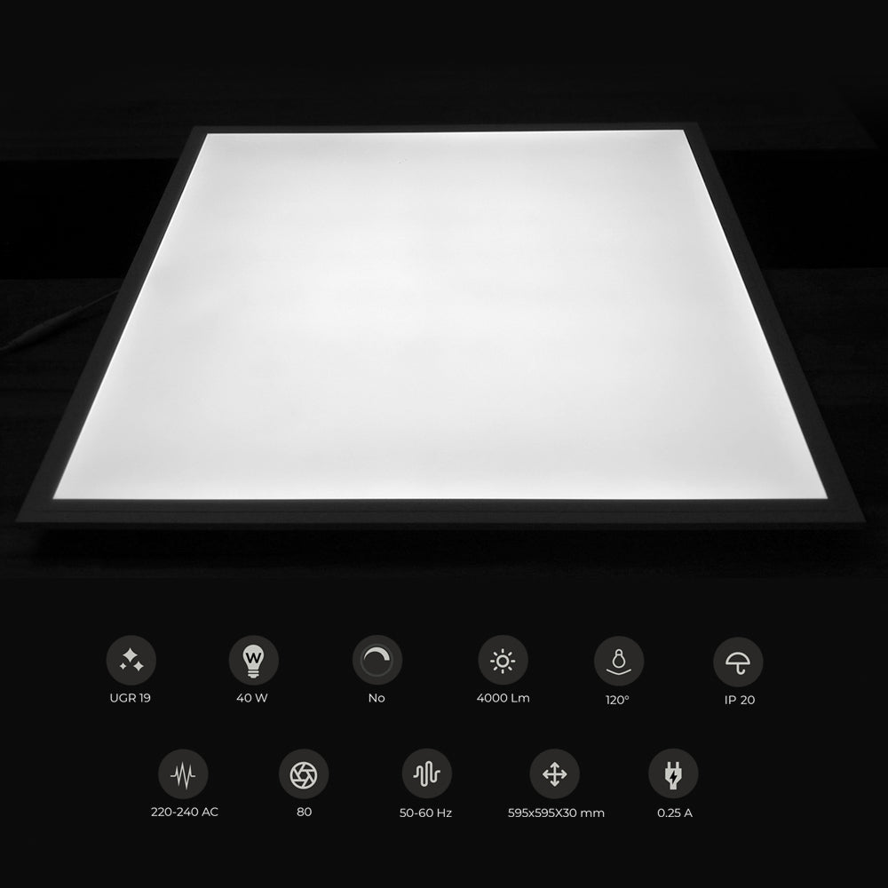 LED Backlit Panel, 595x595x30mm, 4000 Lumens, 6000K, 40W, No Flicker CE Driver, Ultra Slim Design, 3 Years Warranty | Pack of 2