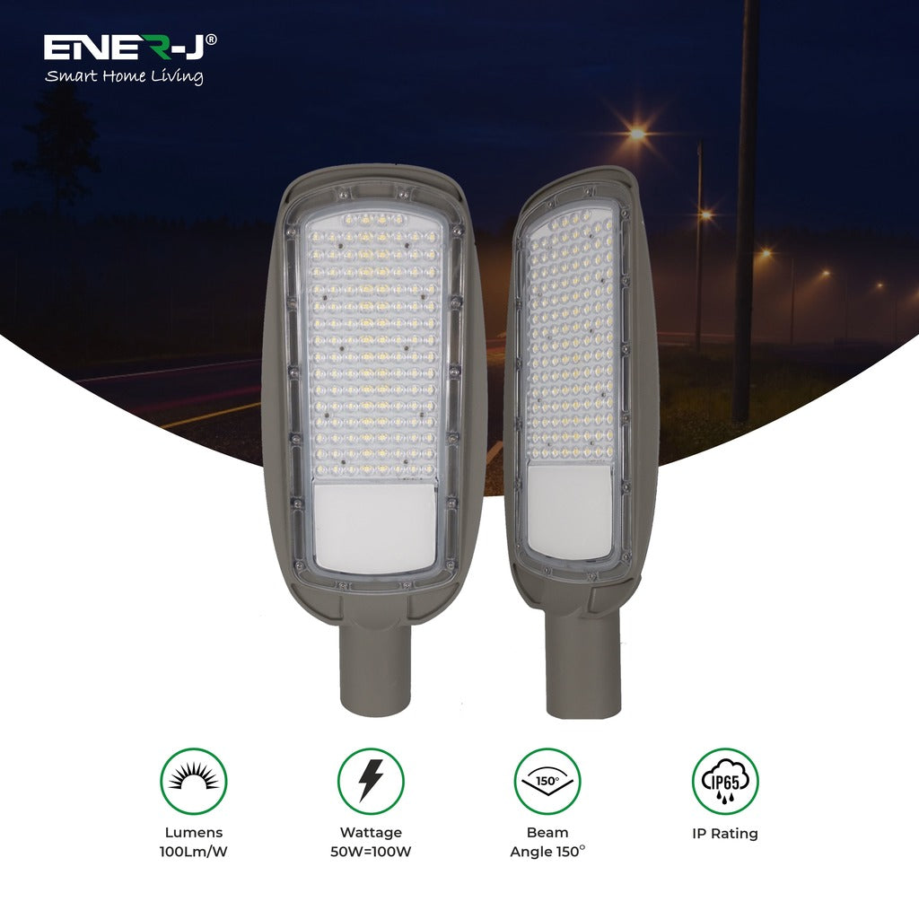 100W LED Streetlights AC185-265V 120Lm/W 5 Years Warranty 6000K - ENER-J Smart Home