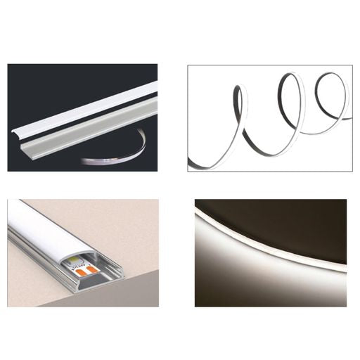 Bendable Aluminium Profile for LED Strip Light Installation, 45 degrees bendable, 3.3ft/1M, with Milk White Cover, Mounting Clips and End Caps