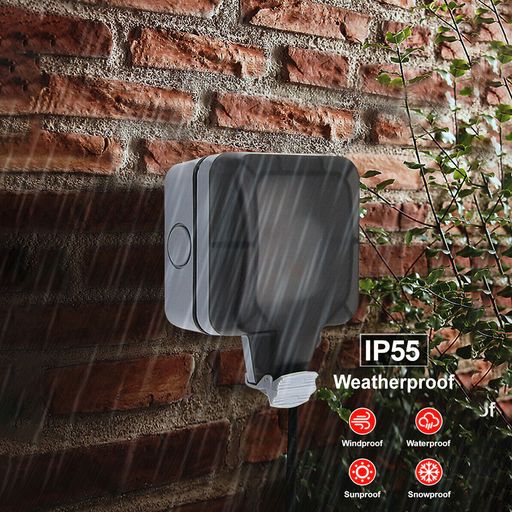 ENER-J Smart WiFi Weatherproof Outdoor Socket, IP55 Waterproof 13A Single Plug, App & Voice Control with Alexa/Google, Remote Timer & Automation