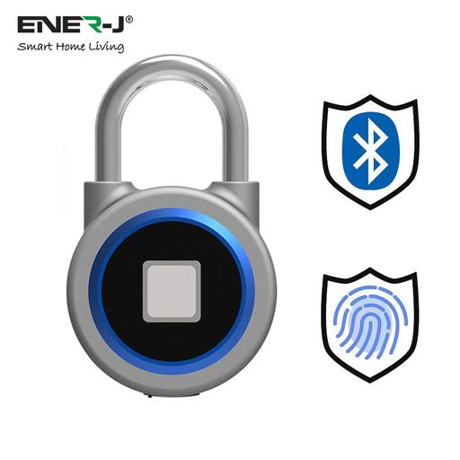 ENER-J Bluetooth & Fingerprint Smart Padlock, Biometric Keyless Lock with App Control, 16-User Access, USB Rechargeable Battery & IP65 Waterproof Aluminium Alloy Body for Indoor/Outdoor Security
