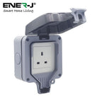 ENER-J Smart WiFi Weatherproof Outdoor Socket, IP55 Waterproof 13A Single Plug, App & Voice Control with Alexa/Google, Remote Timer & Automation