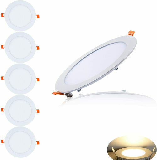 22W Round LED Recessed Panel Ceiling Downlight 6000K 220mm, PRORANGE (Pack of 5) - ENER-J Smart Home